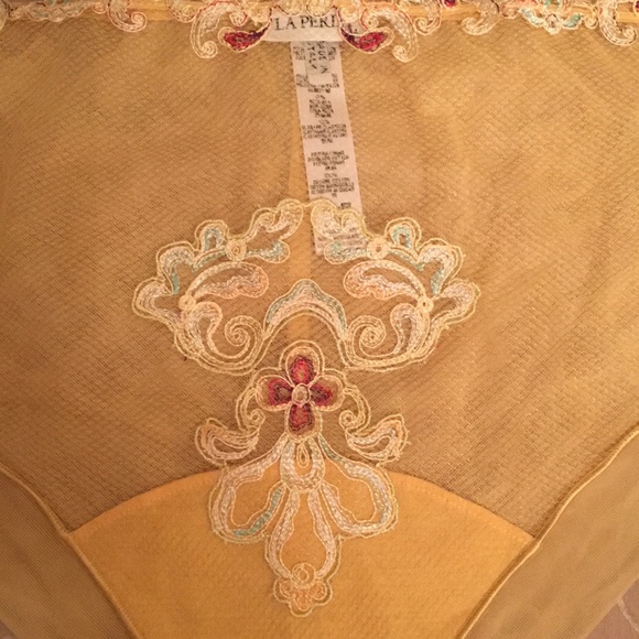 La Perla embroidered mesh silk blend yellow panties Sz.XS - Picture 4 of 8